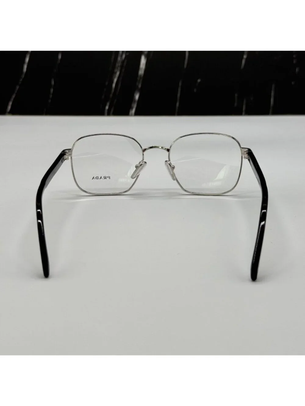 NWT Prada PRA55V 1BC1O1 Silver Square Unisex Metal Eyeglasses PR A55V